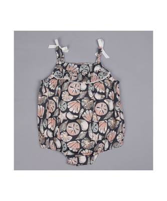 Infant Grey Melon Printed Organic Cotton Romper With Organic Lining 4