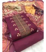 SheWill Magenta Color Printed Dupatta Unstitched Dress Material