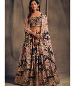 White Zari And Sequins Embroidered Organza Semi Stitched Lehenga