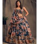 White Zari And Sequins Embroidered Organza Semi Stitched Lehenga