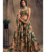 White Zari And Sequins Embroidered Organza Semi Stitched Lehenga