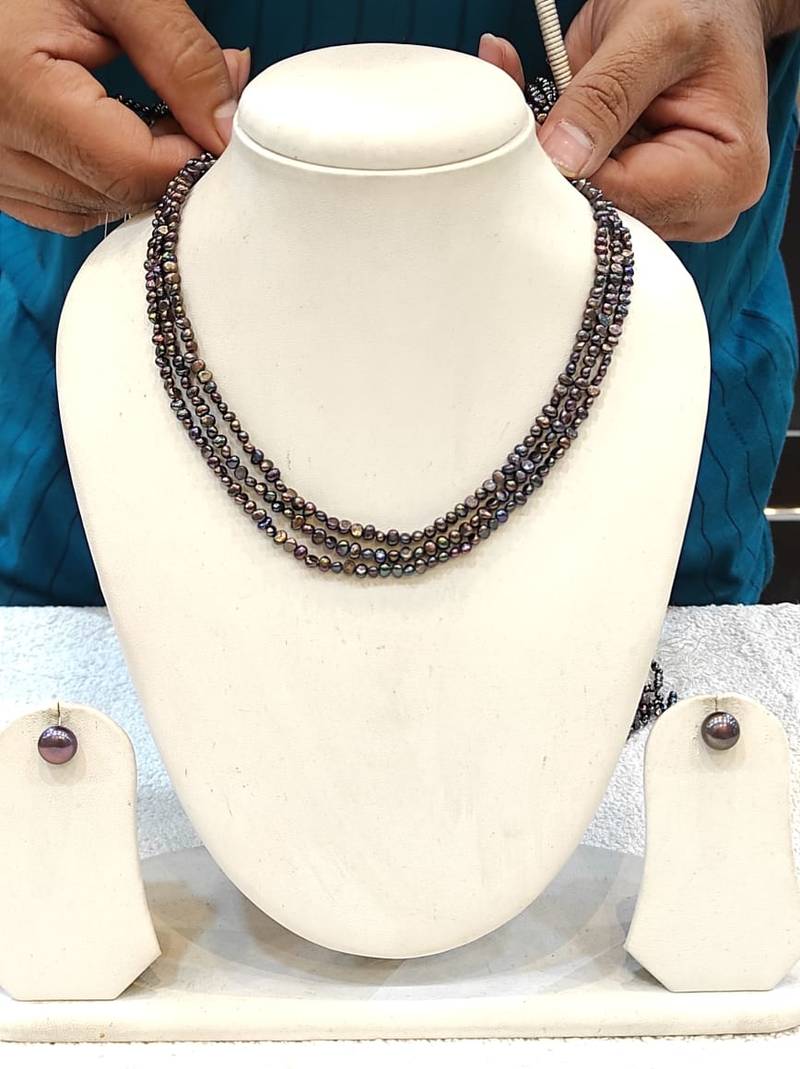 Brown pearl necklaces