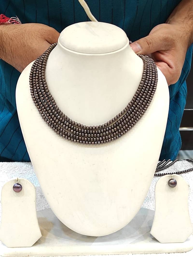 Brown pearl necklaces