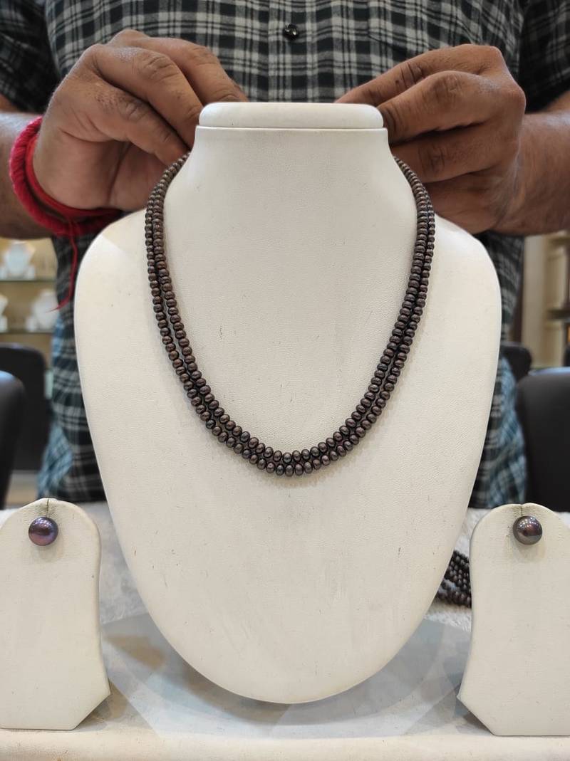 Brown pearl necklaces