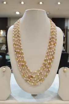 Pink pearl necklaces