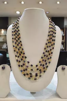 Grey pearl necklaces