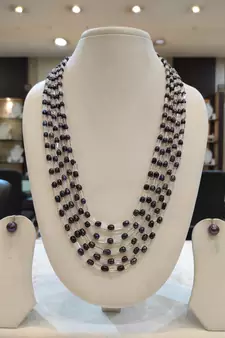 Grey pearl necklaces