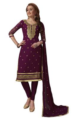Purple embroidered georgette salwar 1