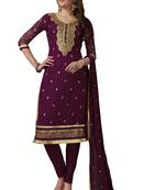 Purple embroidered georgette salwar