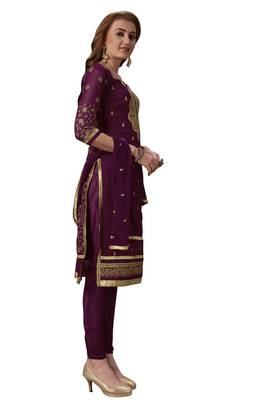 Purple embroidered georgette salwar 3