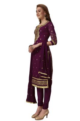 Purple embroidered georgette salwar 4