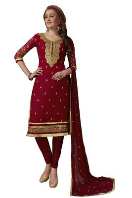 Maroon embroidered georgette salwar 1