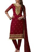 Maroon embroidered georgette salwar