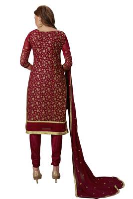 Maroon embroidered georgette salwar 2