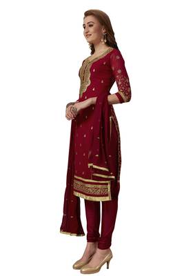 Maroon embroidered georgette salwar 3