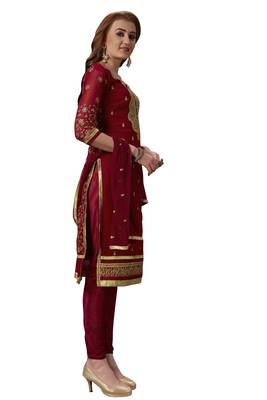 Maroon embroidered georgette salwar 4