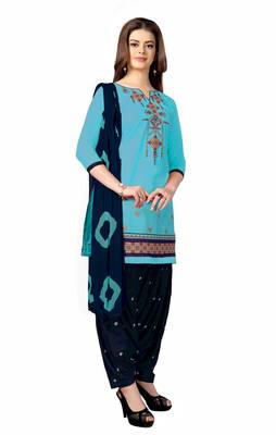 Trendmalls Turquoise embroidered cotton Party Wear Festive Wedding Salwar Dress & Gown  4