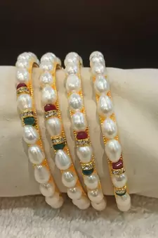 Multicolor pearl bangles-and-bracelets