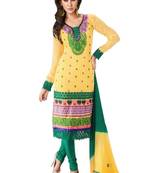Yellow resham embroidery georgette salwar