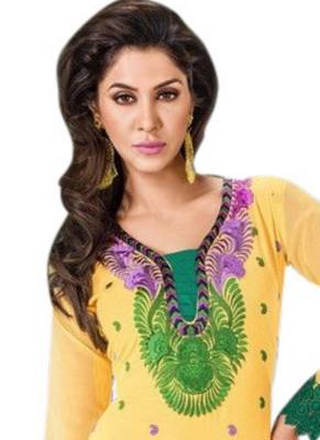 Yellow resham embroidery georgette salwar 2