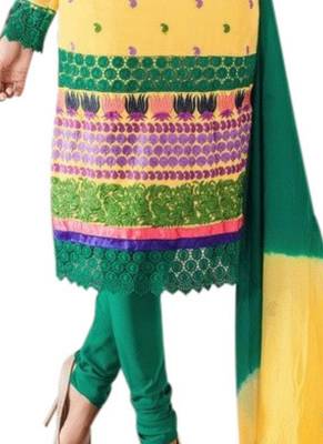 Yellow resham embroidery georgette salwar 3