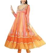 Peach embroidered net salwar