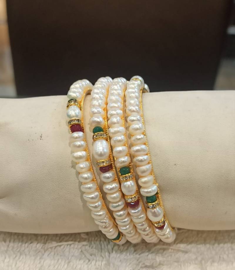 Multicolor pearl bangles-and-bracelets