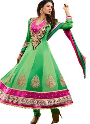 Green zari georgette salwar 1