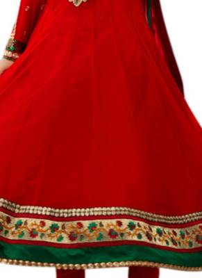 Red zari georgette salwar 3