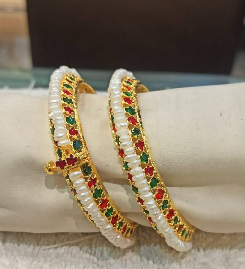 Multicolor pearl bangles-and-bracelets