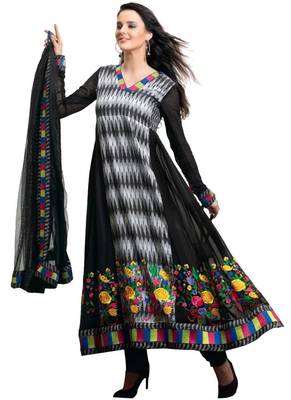 Black resham embroidery georgette salwar 1
