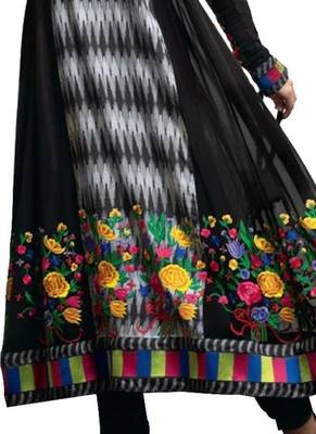 Black resham embroidery georgette salwar 3