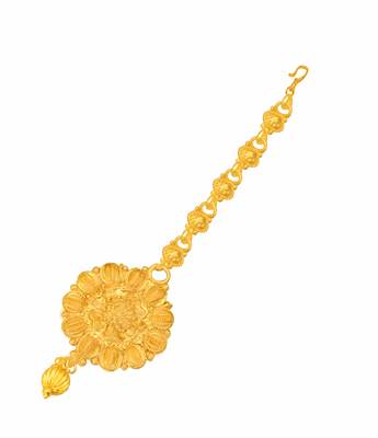 Yellow pearl maang-tikka 1