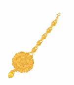 Yellow pearl maang-tikka