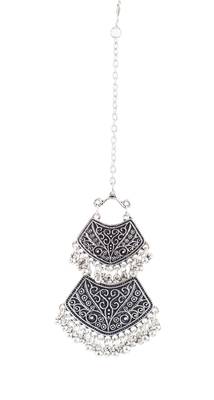 Silver pearl maang-tikka 2