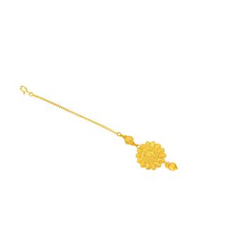 Yellow pearl maang-tikka 1