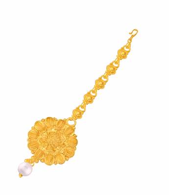 Yellow pearl maang-tikka 1
