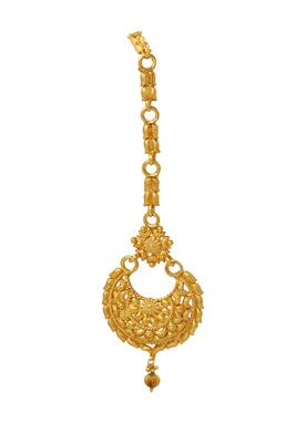 Yellow pearl maang-tikka 1