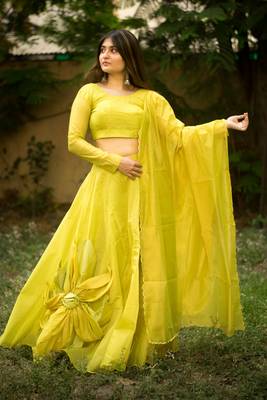 Perrot Color Patchwork Semi-Stitched Lehenga & Unstitched Blouse With Dupatta 1