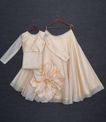 Cream Patchwork Semi-Stitched Lehenga & Unstitched Blouse With Dupatta 1