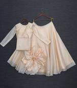 Cream Patchwork Semi-Stitched Lehenga & Unstitched Blouse With Dupatta