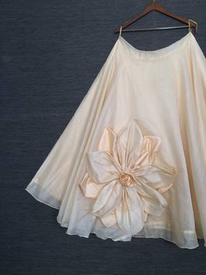 Cream Patchwork Semi-Stitched Lehenga & Unstitched Blouse With Dupatta 3
