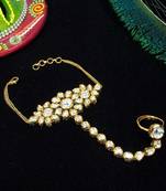 Embellish With Kundan & Pearl Adjustable Haath Phool Panja Bracelet