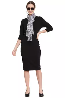 Off White & Blue Animal Print Viscose Scarf (100 x 100 cm)