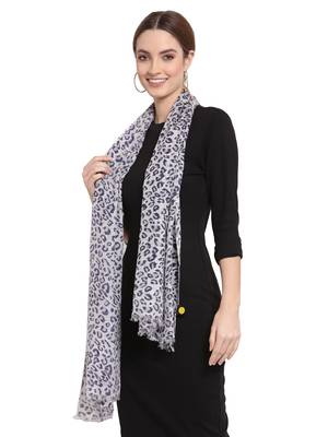 Off White & Blue Animal Print Viscose Scarf (100 x 100 cm) 2