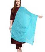 Blue Solid Crinkled Cotton Stole (180 x 50 cm)