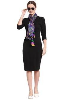 Purple & Multi Mandala Design Printed Cotton Scarf with Tassels (180 x 50 cm)