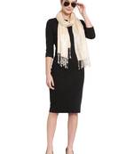 Natural & Beige Quirky Woven Design Viscose Scarf (180 x 60 cm)