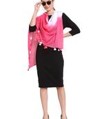 White & Pink Ombre Cotton Scarf with Tassels (180 x 100 cm)