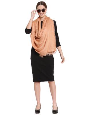 Coral & Silver Checkered Woven Design Viscose Stole (190 x 100 cm) 1